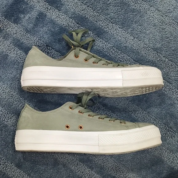 Women's Converse Chuck Taylor Leather Lift, Green - Picture 7 of 8